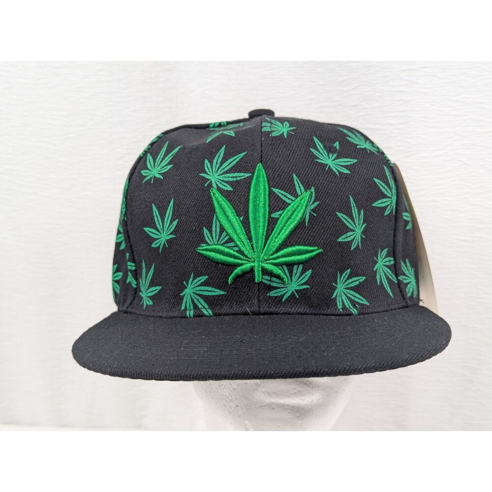 Cannabis - Marijuana Weed Pot Leaf Black Adjustable Cap Hat Baseball Cap